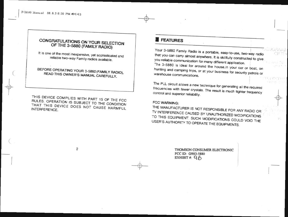 Family Radio Transceiver User Manual