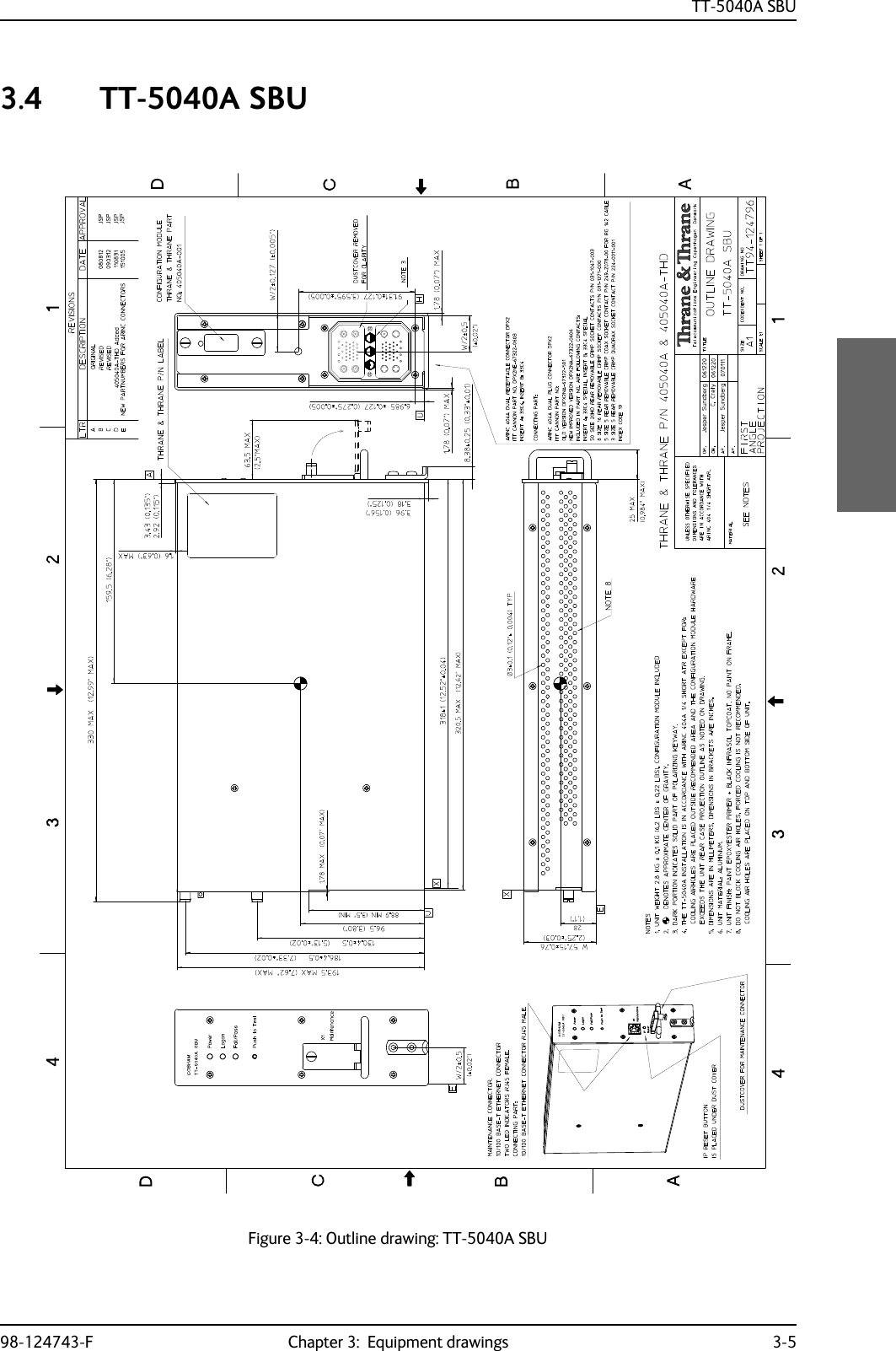 TT-5040A SBU98-124743-F Chapter 3:  Equipment drawings 3-53.4 TT-5040A SBUFigure 3-4: Outline drawing: TT-5040A SBU