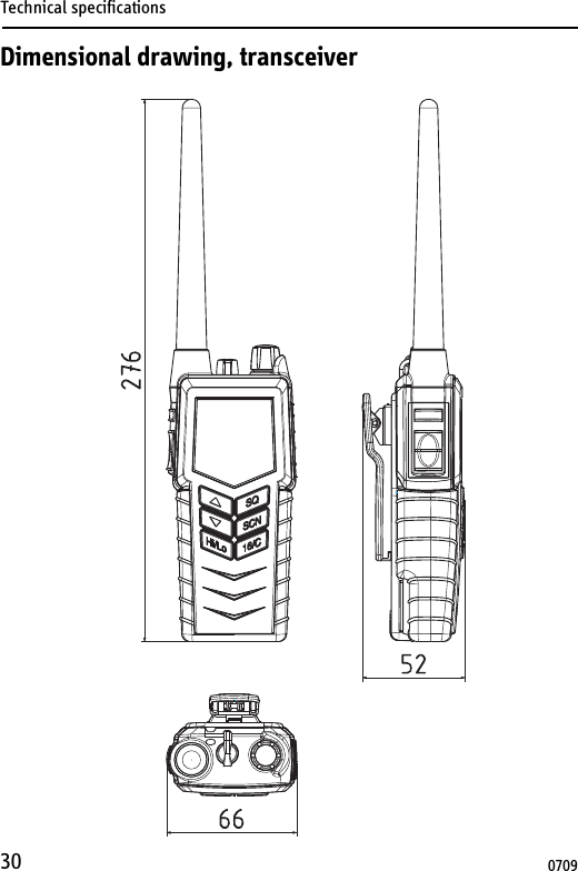 Technical specifications30Dimensional drawing, transceiver0709