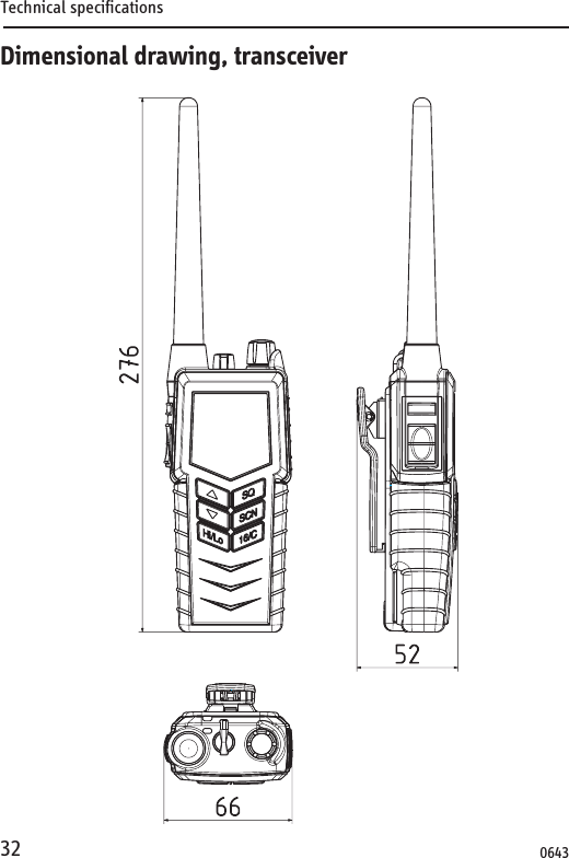 Technical specifications32Dimensional drawing, transceiver0643