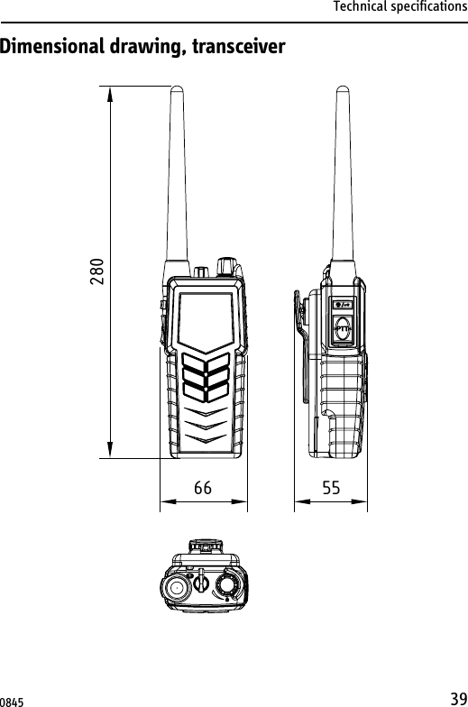 Technical specifications39Dimensional drawing, transceiver28055660845
