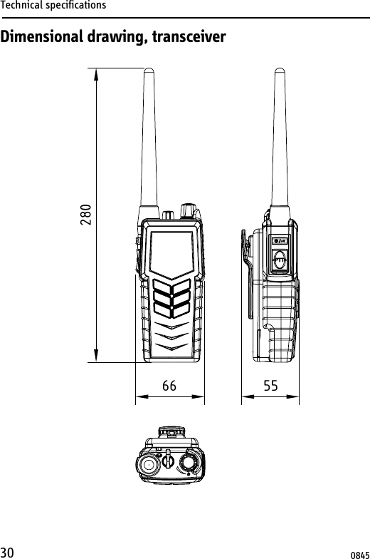 Technical specifications30Dimensional drawing, transceiver28055660845