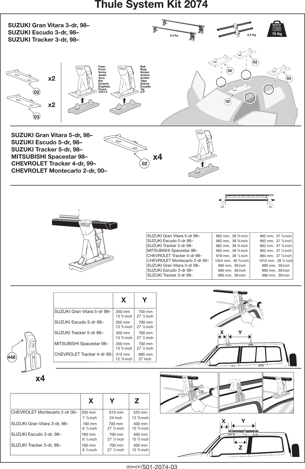 Thule 2074 Users Manual Kit 2074.FH8