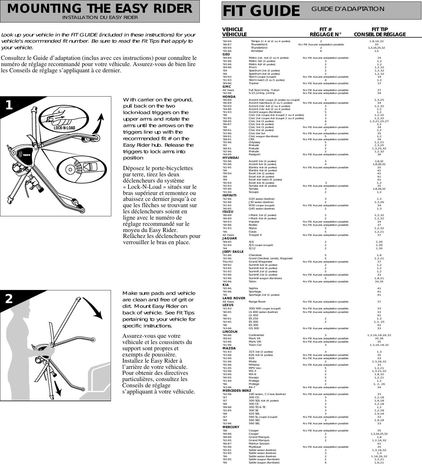 Thule 3 Bike Carrier 978 Users Manual