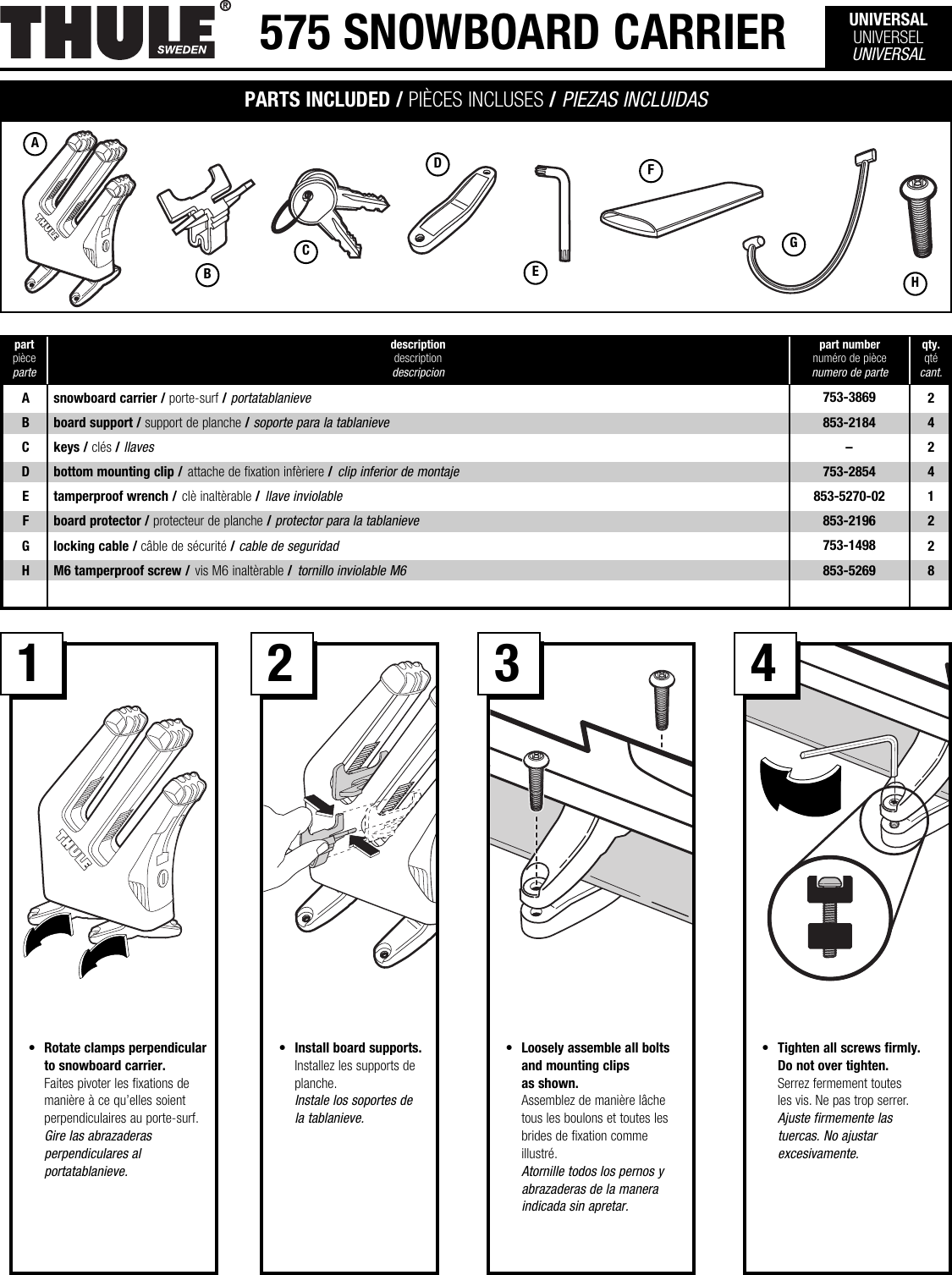 Thule 575 Users Manual 501 5372 05