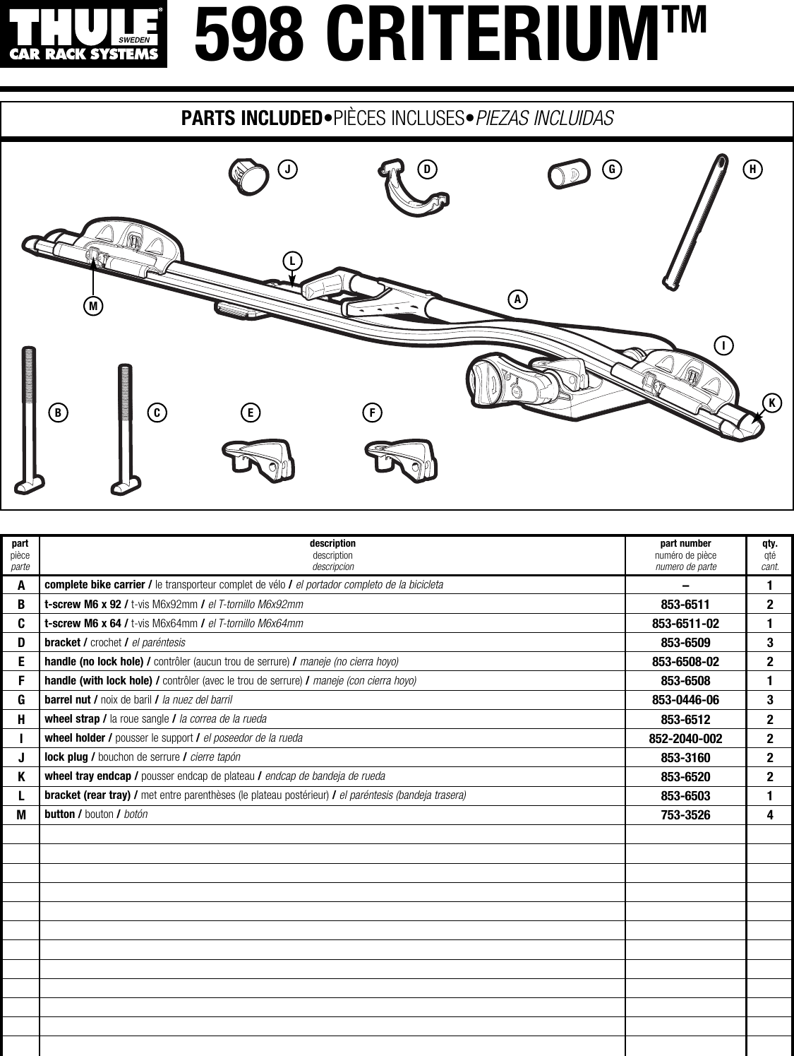 Thule 598 Users Manual 501 6925 04 598