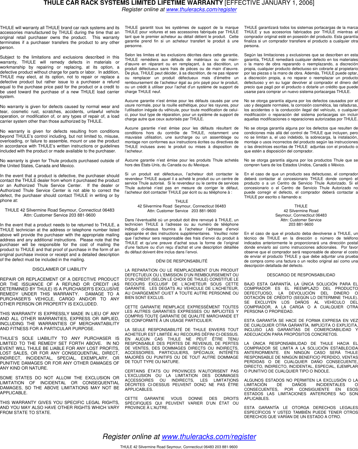 Page 5 of 5 - Thule Thule-866-Escape-Ii-Users-Manual- 501-5508 #866 Escape II  Thule-866-escape-ii-users-manual