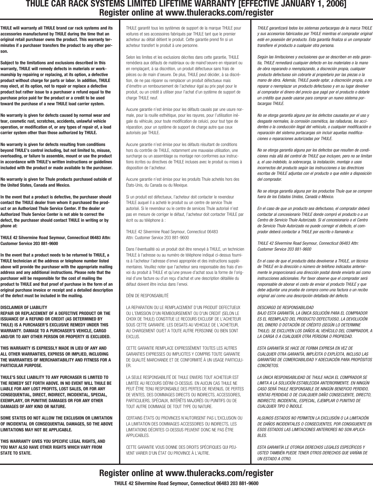 Page 12 of 12 - Thule Thule-897Xt-Users-Manual- 897xt Hullavator Kayak Rack Instruction Manual  Thule-897xt-users-manual