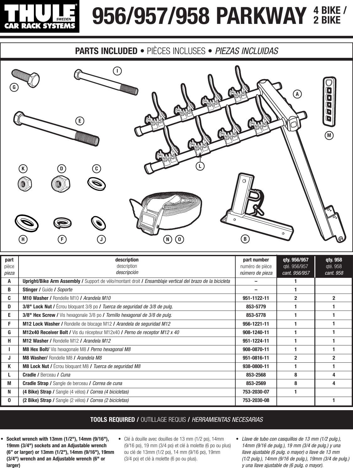 Thule 956 Users Manual 501 5509 957 958 02 Parkway