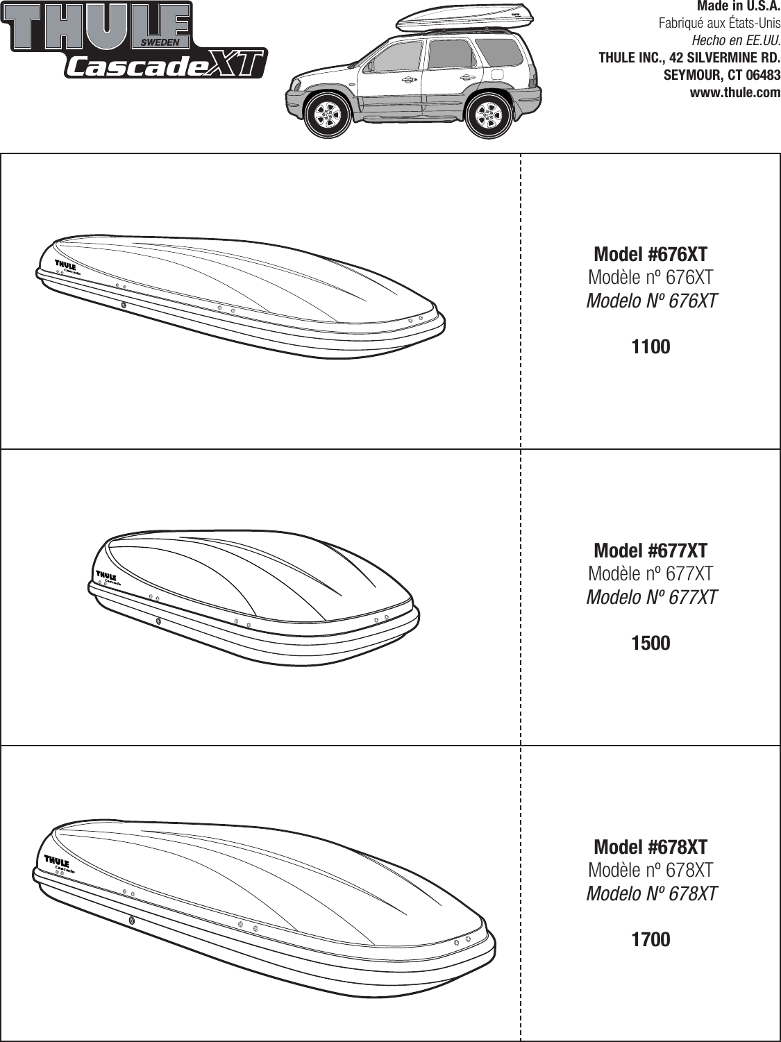 Thule Cascade Xt 676Xt Users Manual 05301 02