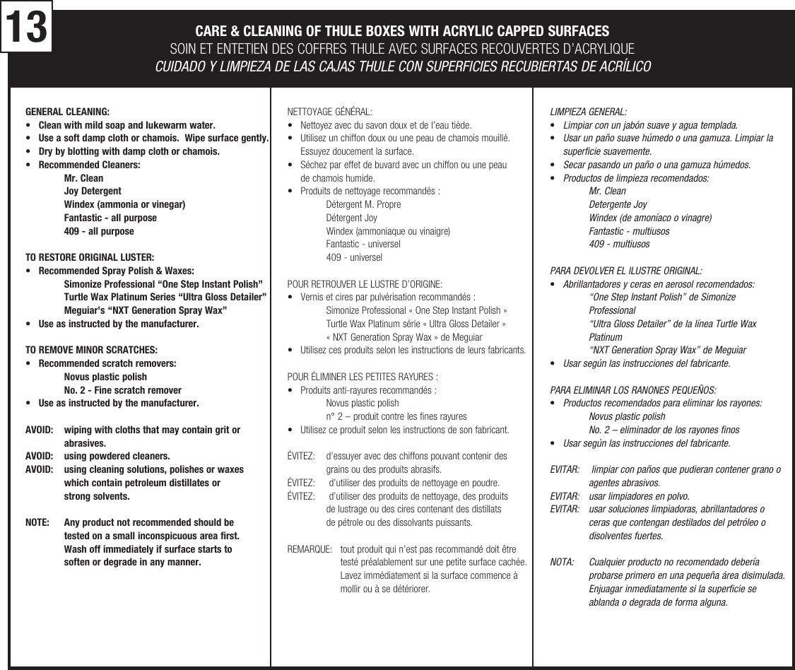 Page 6 of 8 - Thule Thule-Cascade-Xt-676Xt-Users-Manual- 05301-02 Cascade XT Thule-cascade-xt-676xt-users-manual