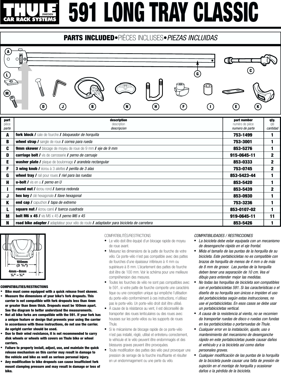 Page 1 of 6 - Thule Thule-Long-Tray-Classic-591-Users-Manual- 501-5368-02 #591 Long Tray Clas  Thule-long-tray-classic-591-users-manual