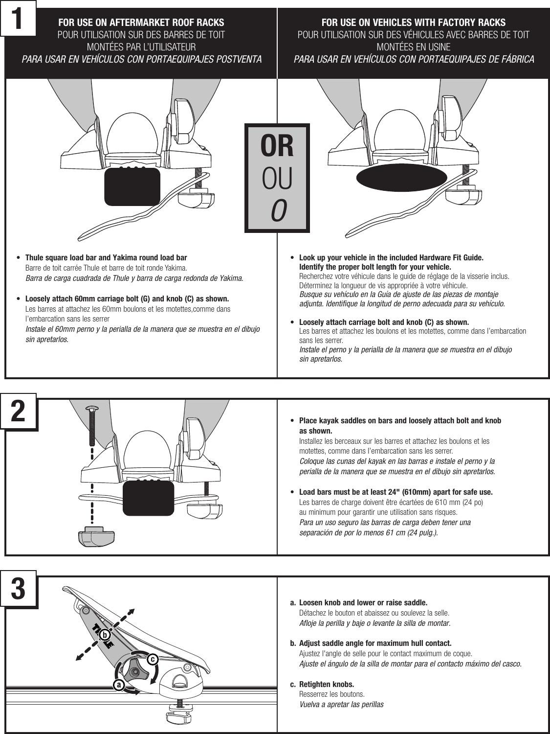 Thule Set To Go Saddle 878Xt Users Manual 501 5459 02 #878xt