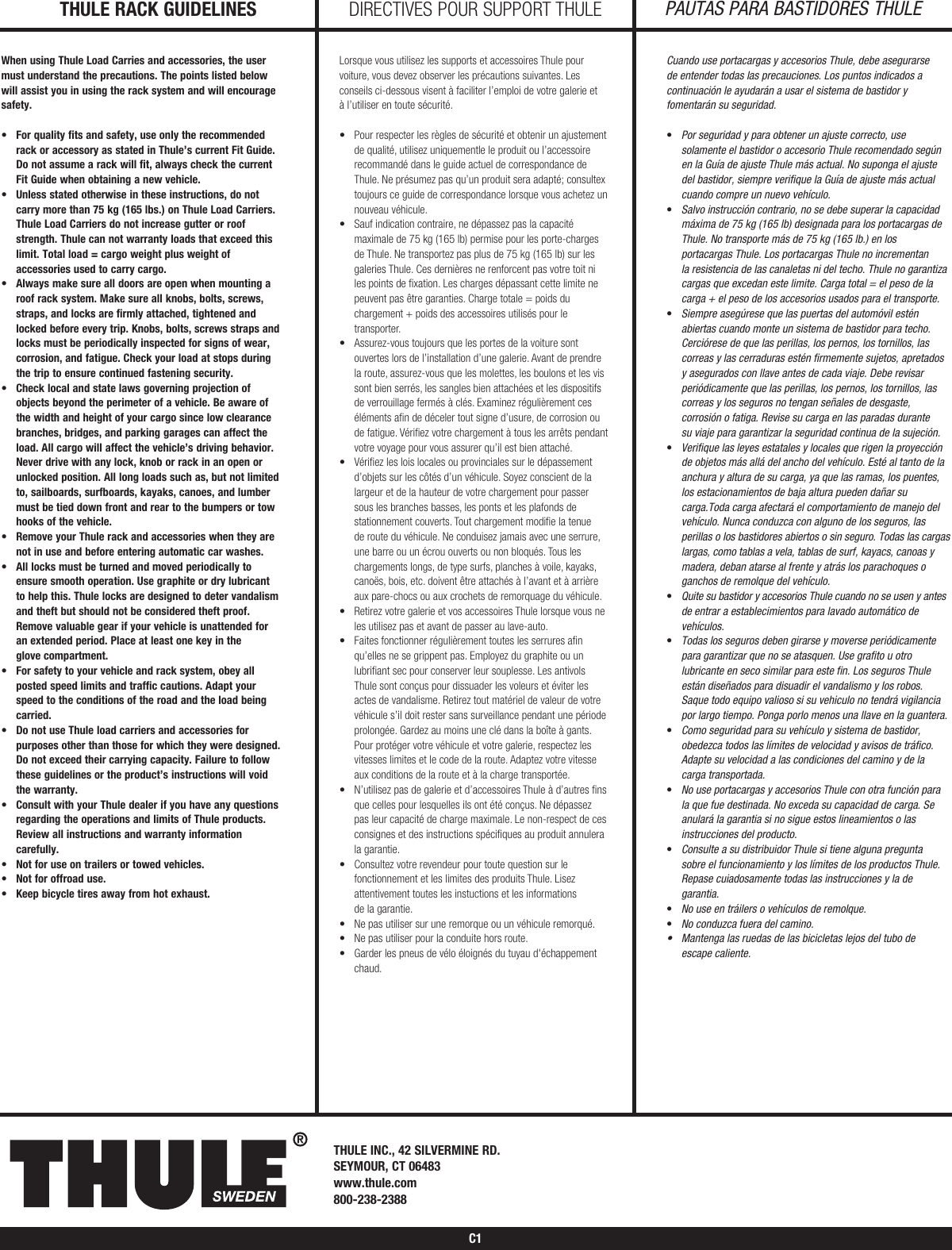 Page 5 of 6 - Thule Thule-Set-To-Go-Saddle-878Xt-Users-Manual- 501-5459-02 #878xt  Thule-set-to-go-saddle-878xt-users-manual