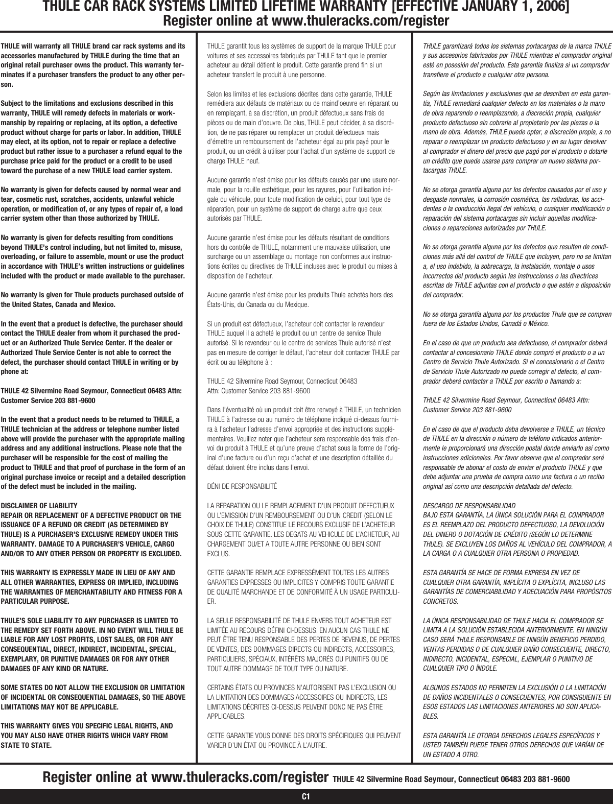 Page 6 of 6 - Thule Thule-Set-To-Go-Saddle-878Xt-Users-Manual- 501-5459-02 #878xt  Thule-set-to-go-saddle-878xt-users-manual