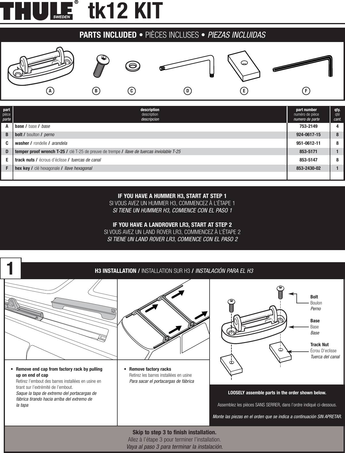 Thule Tk12 Users Manual 501 5531 02