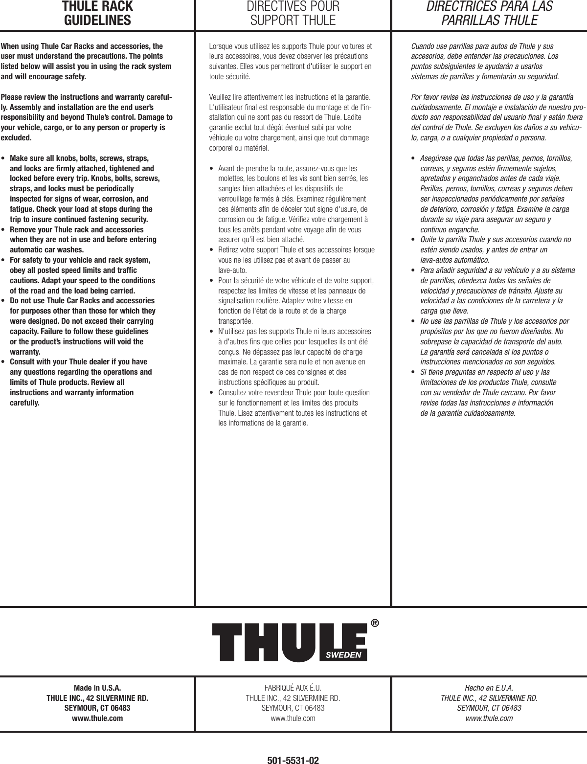 Page 5 of 6 - Thule Thule-Tk12-Users-Manual- 501-5531-02 Tk12  Thule-tk12-users-manual