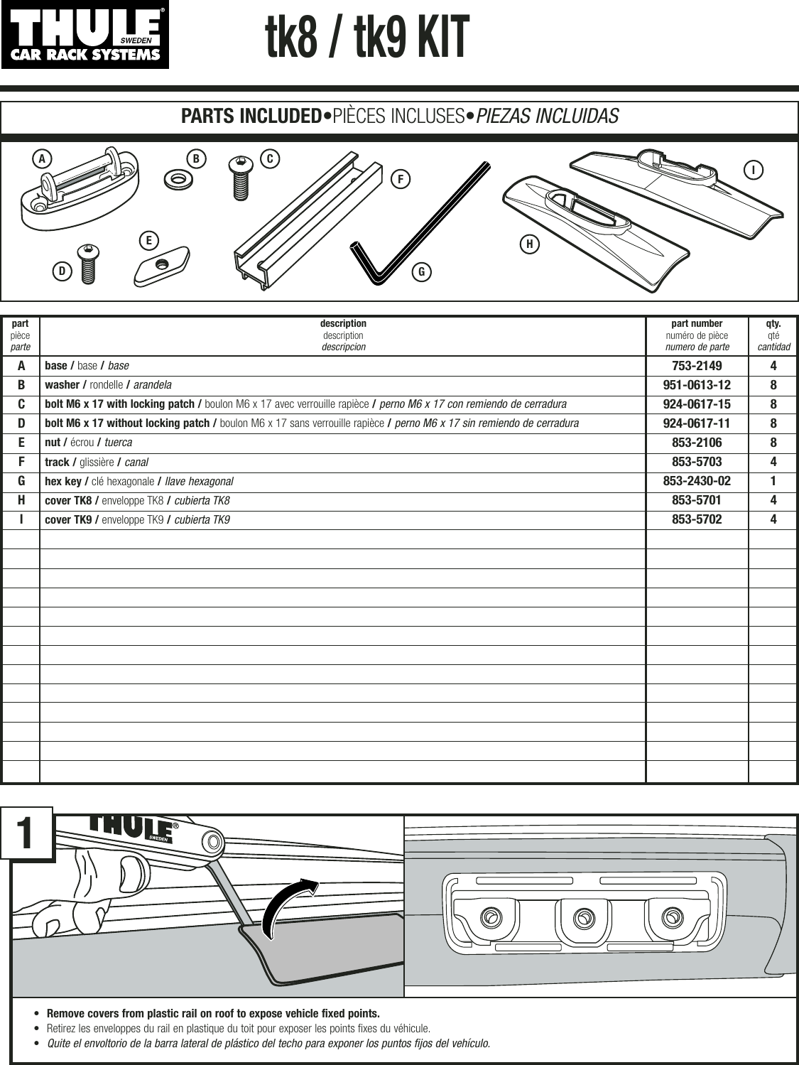 Thule Tk8 Users Manual 501 5444 Tk8 9