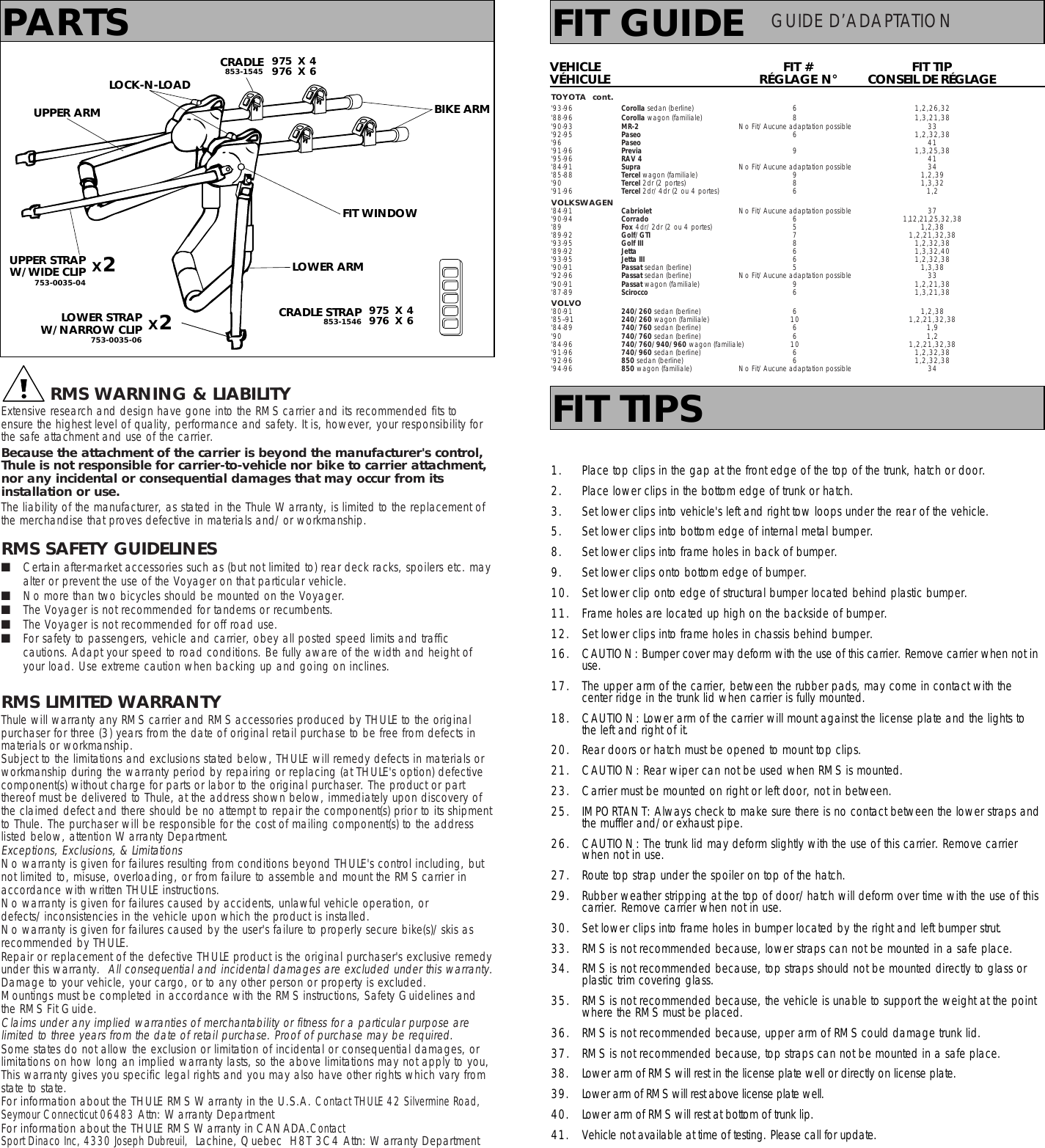 Thule Voyager 975 Users Manual MEC 5291