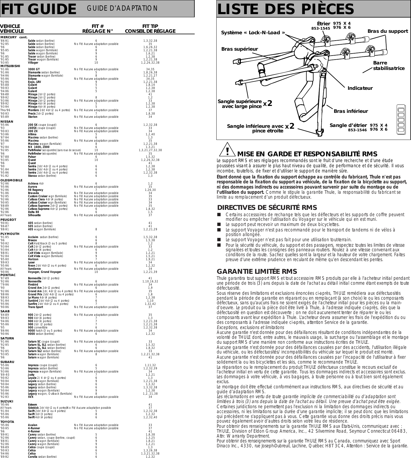 Thule Voyager 975 Users Manual MEC 5291