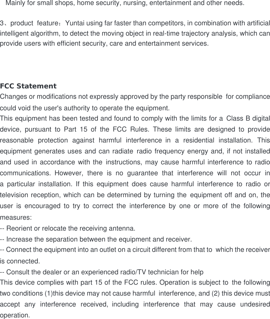 Page 2 of TianJin HuaLai Technology HWYZECP1 WYZE CAM PAN User Manual 