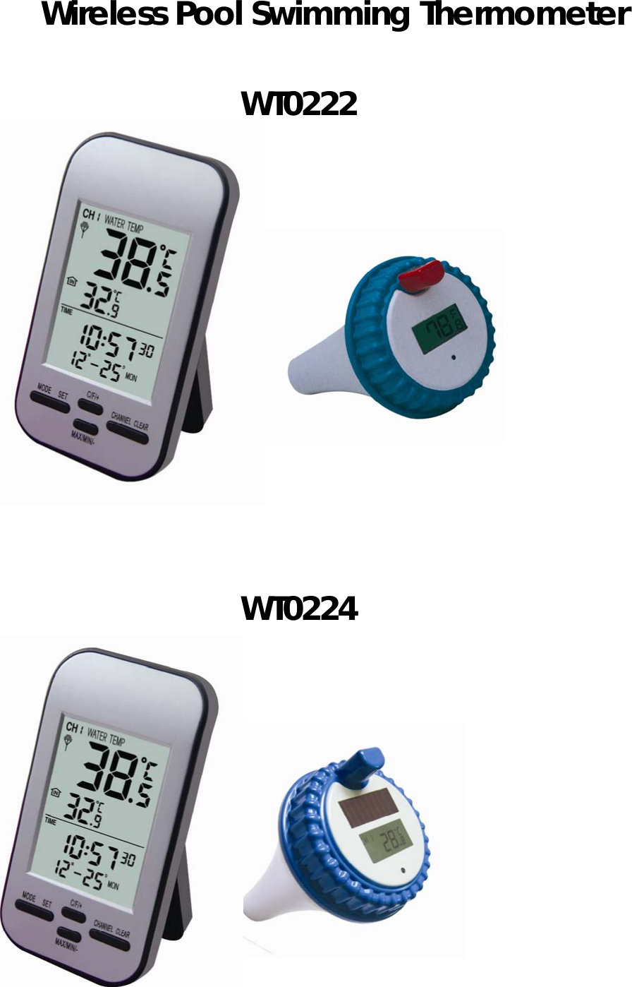  Wireless Pool Swimming Thermometer  WT0222           WT0224                                   