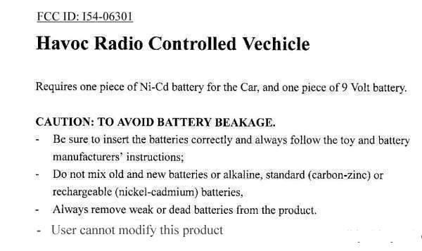 Toy Radio Controlled Vehicle User Manual