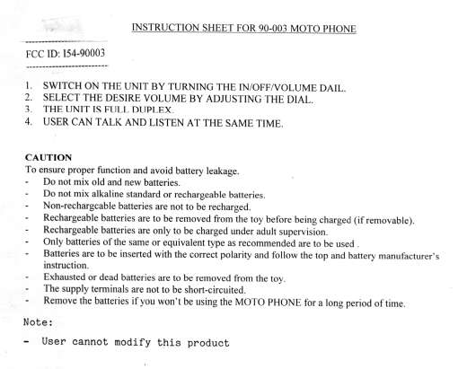Duplex Walkie Talkie User Manual