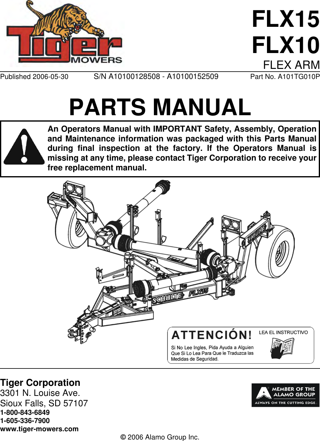 Tiger Mowers Flx10 Users Manual COVER 1.wpd