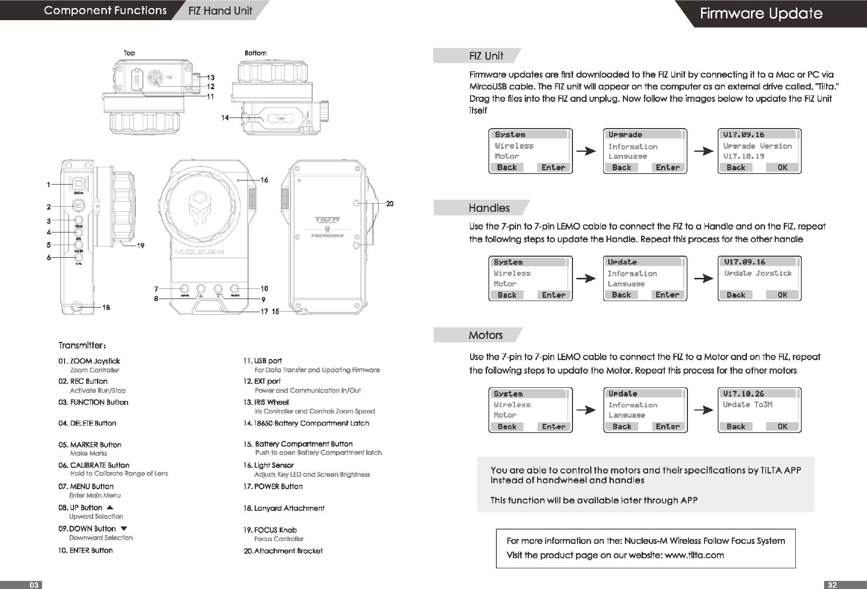 Page 4 of Tilta Technology HANDLES Nucleus-M Wireless Follow Focus System User Manual Manual