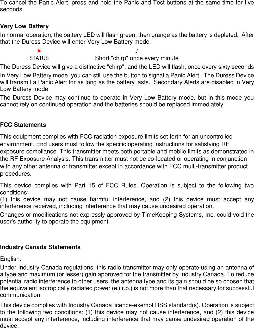 Page 4 of TimeKeeping Systems 0005 Radio Transmitter Only (Bluetooth Low Energy) User Manual