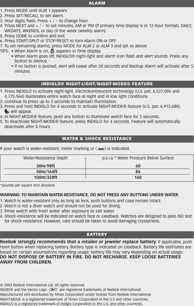 Page 3 of 4 - Timex Timex-571-Users-Manual- Reebok 571 English  Timex-571-users-manual