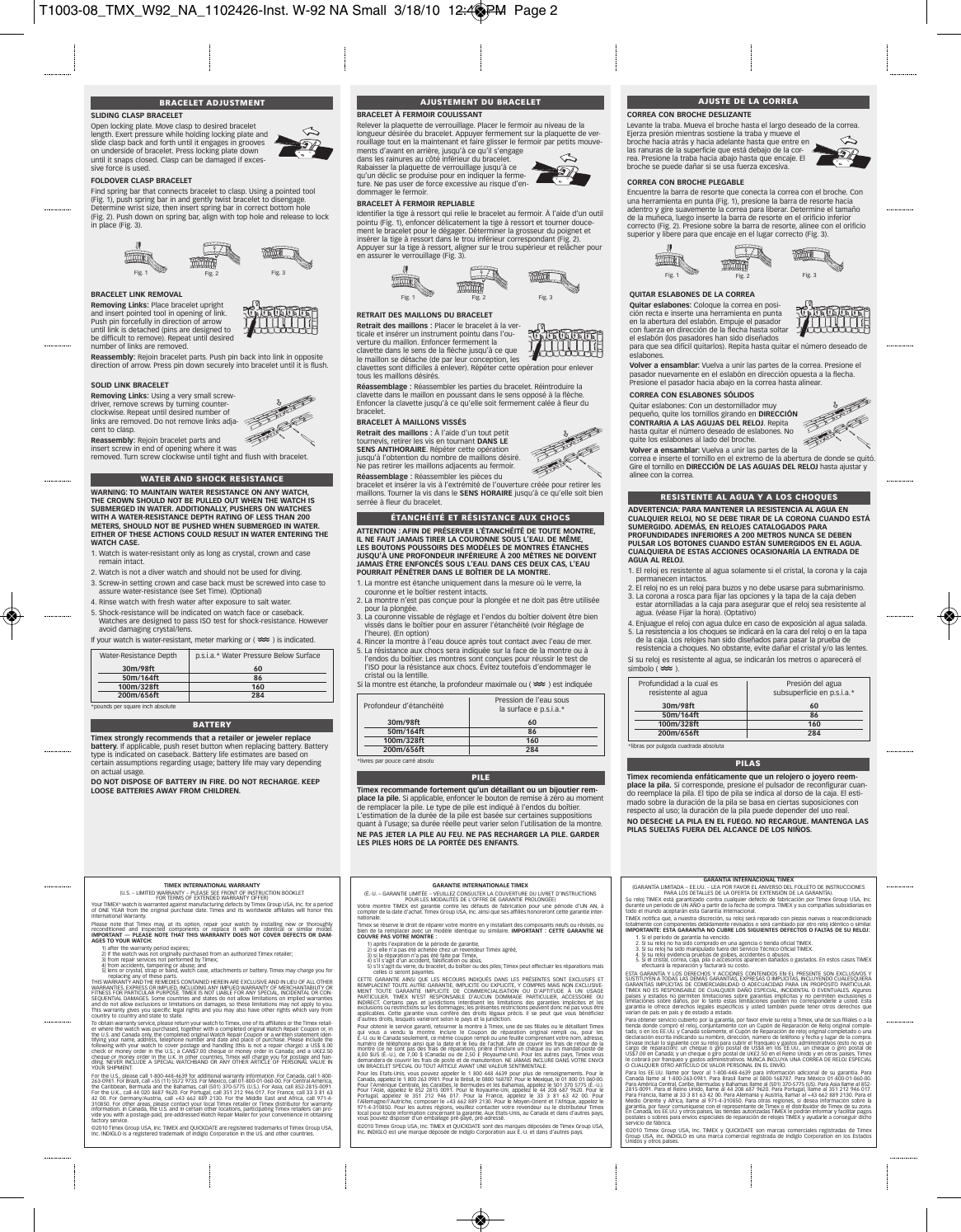 Page 2 of 2 - Timex Timex-Camper-With-Tachymeter-Owner-S-Manual T1003-08_TMX_W92_NA_1102426-Inst. W-92 NA Small