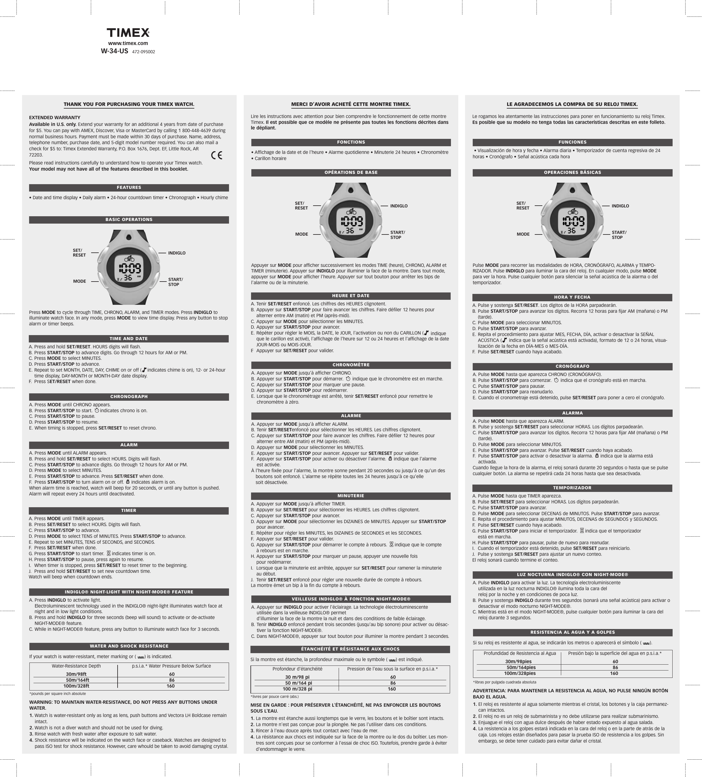 Timex on sale watch instructions