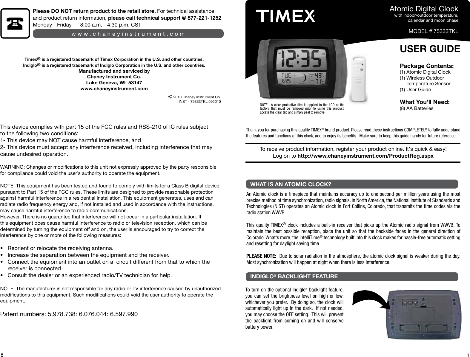 Page 1 of 4 - Timex Timex-Timex-Clock-75333Tkl-Users-Manual-  Timex-timex-clock-75333tkl-users-manual
