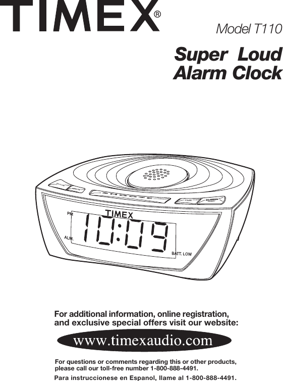Timex Clock Radio T110 Users Manual IB