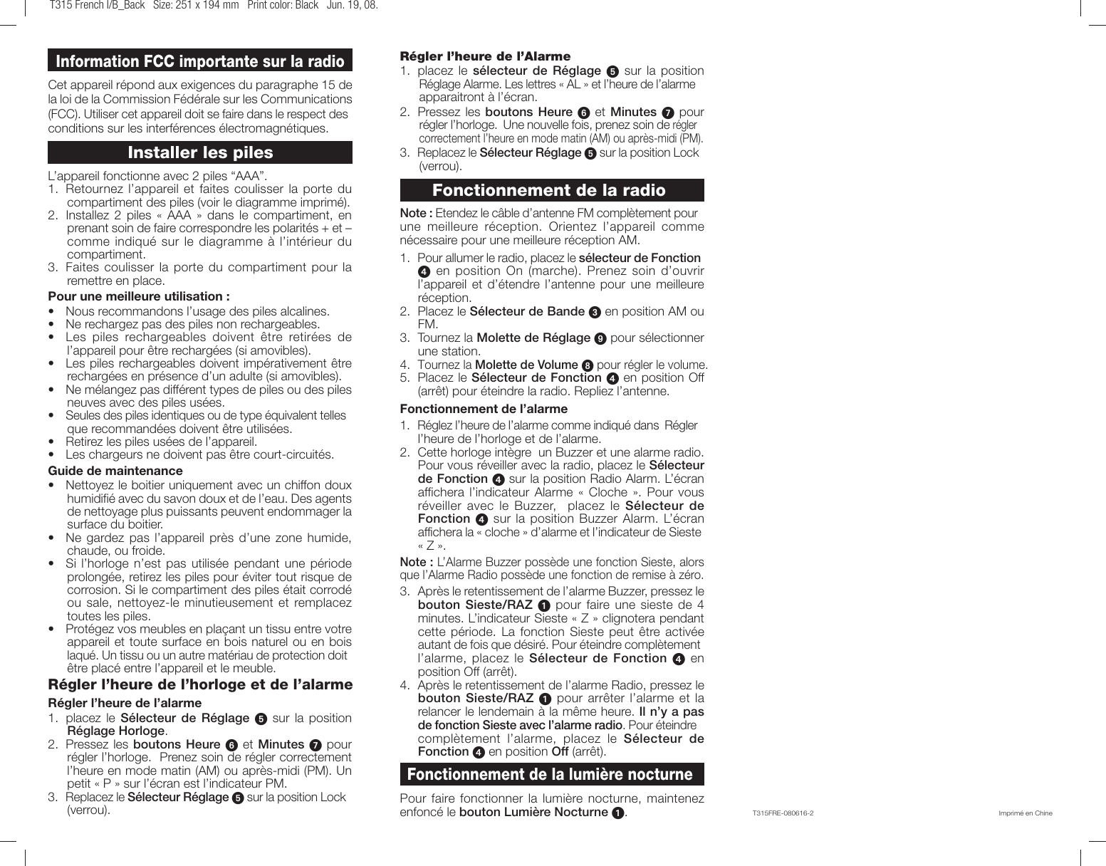 Page 2 of 2 - Timex Timex-Timex-Clock-Radio-T315-Users-Manual-  Timex-timex-clock-radio-t315-users-manual