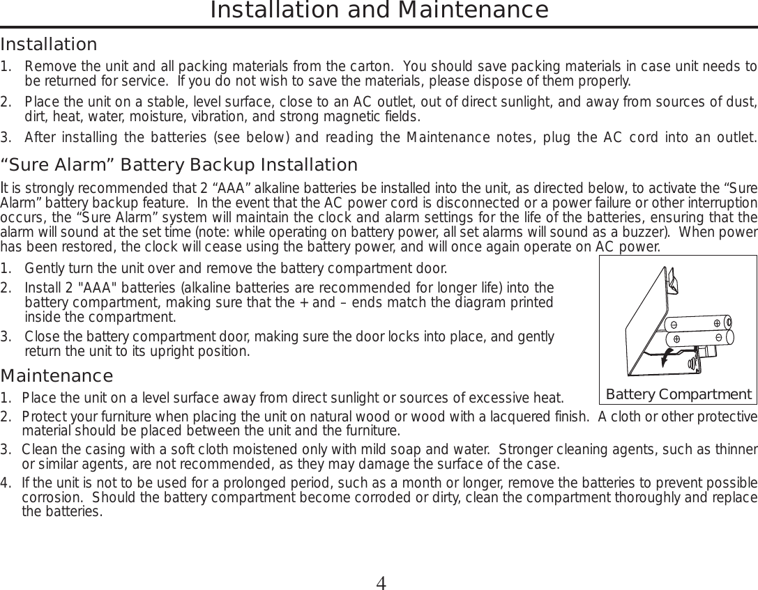 Page 4 of 12 - Timex Timex-Timex-Clock-T307-Users-Manual-  Timex-timex-clock-t307-users-manual
