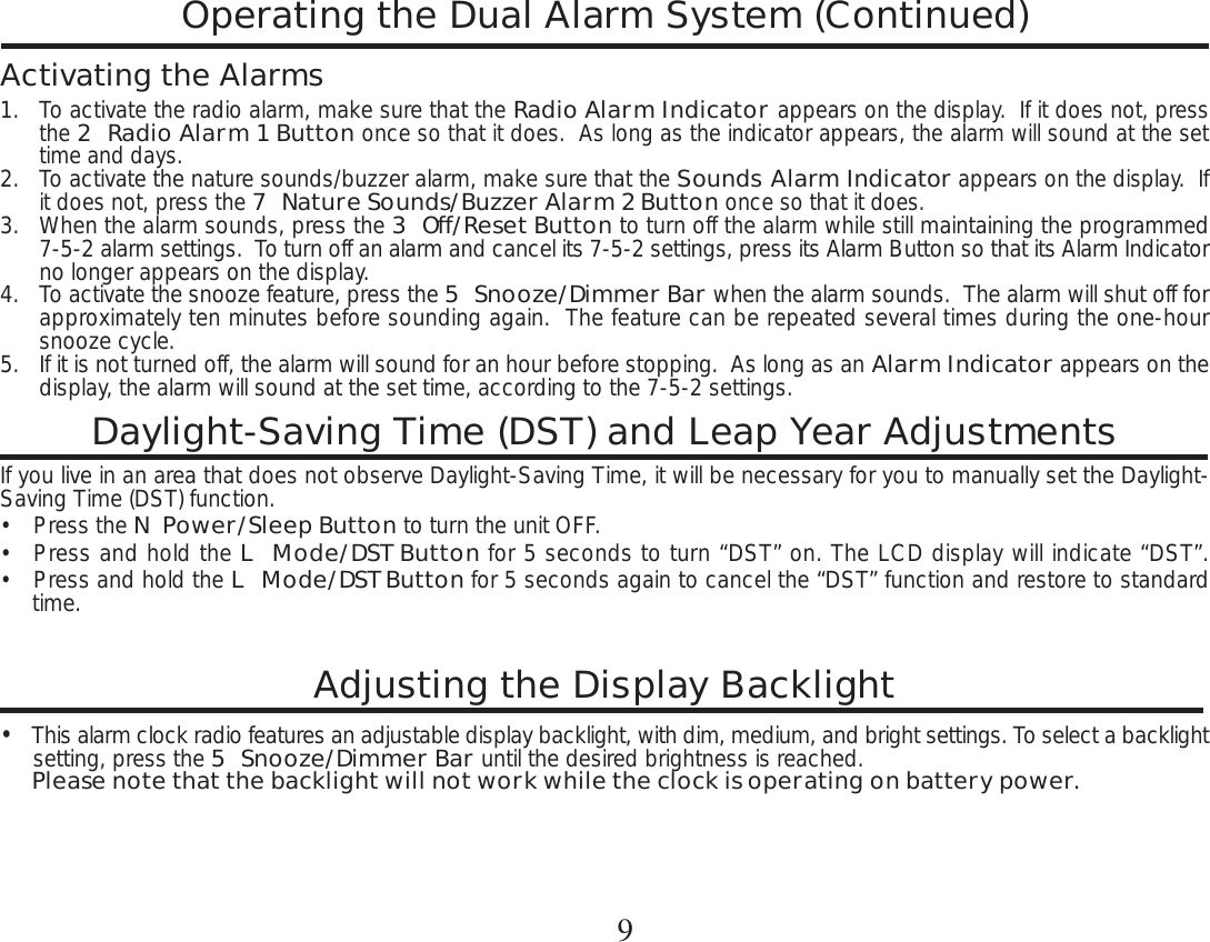 Page 9 of 12 - Timex Timex-Timex-Clock-T307-Users-Manual-  Timex-timex-clock-t307-users-manual