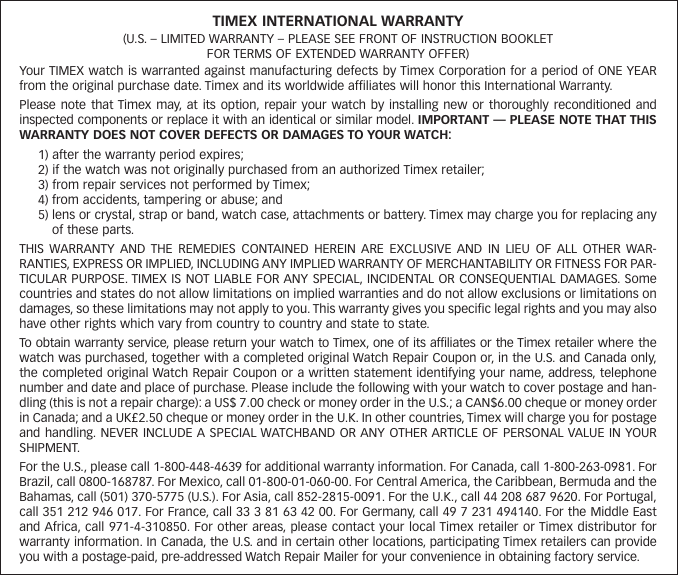 Page 3 of 3 - Timex Timex-W-116-Users-Manual- W-116 English  Timex-w-116-users-manual