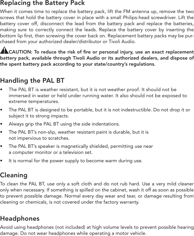 Page 11 of Tivoli Audio PALBT Portable AM/FM Radio with Bluetooth User Manual 