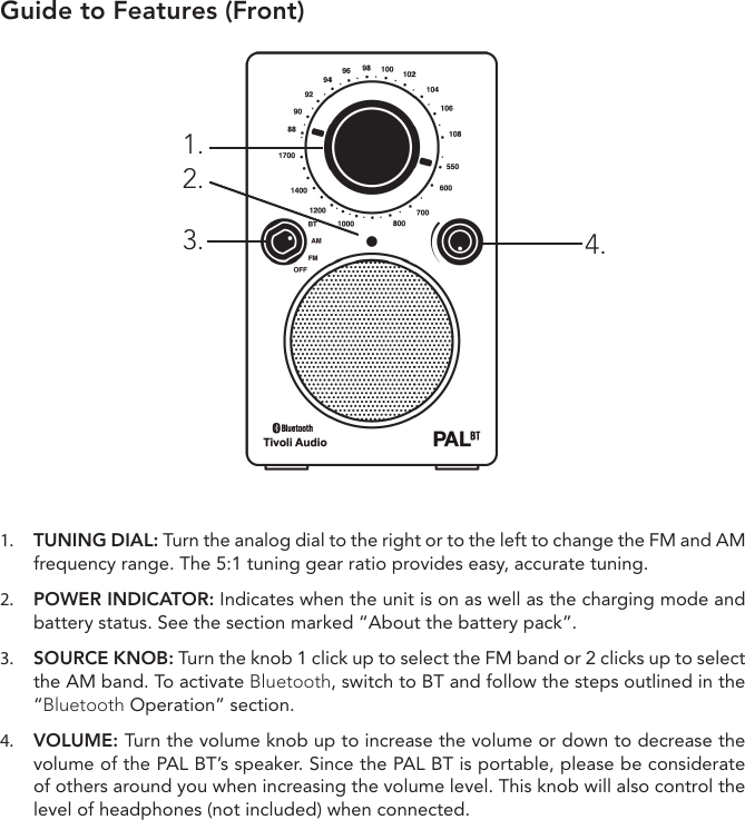 Page 7 of Tivoli Audio PALBT Portable AM/FM Radio with Bluetooth User Manual 