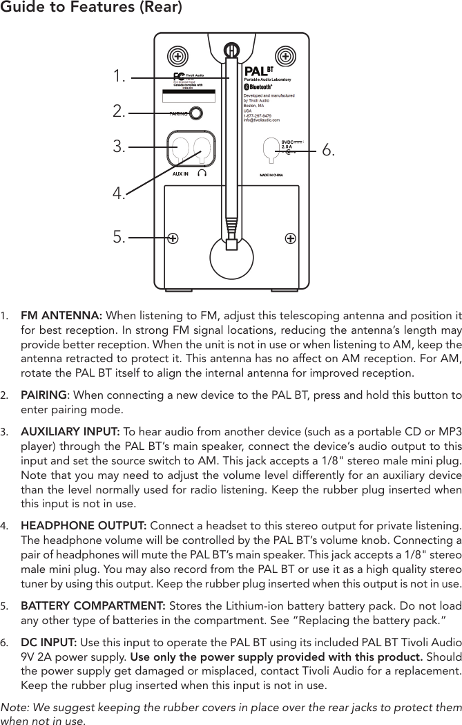 Page 8 of Tivoli Audio PALBT Portable AM/FM Radio with Bluetooth User Manual 