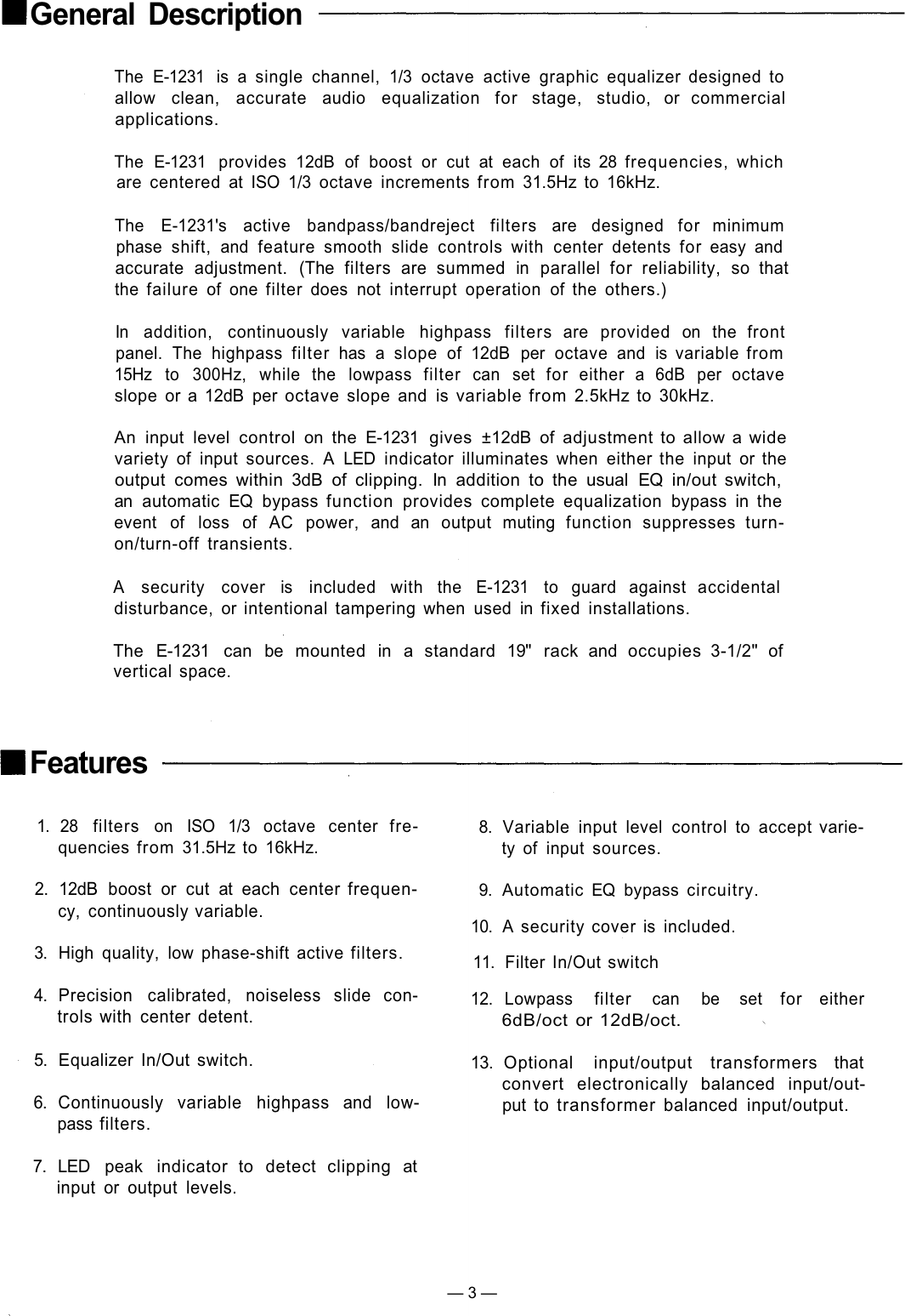 Page 3 of 12 - Toa-Electronics Toa-Electronics-1000-Series-Users-Manual- E-1231  Toa-electronics-1000-series-users-manual
