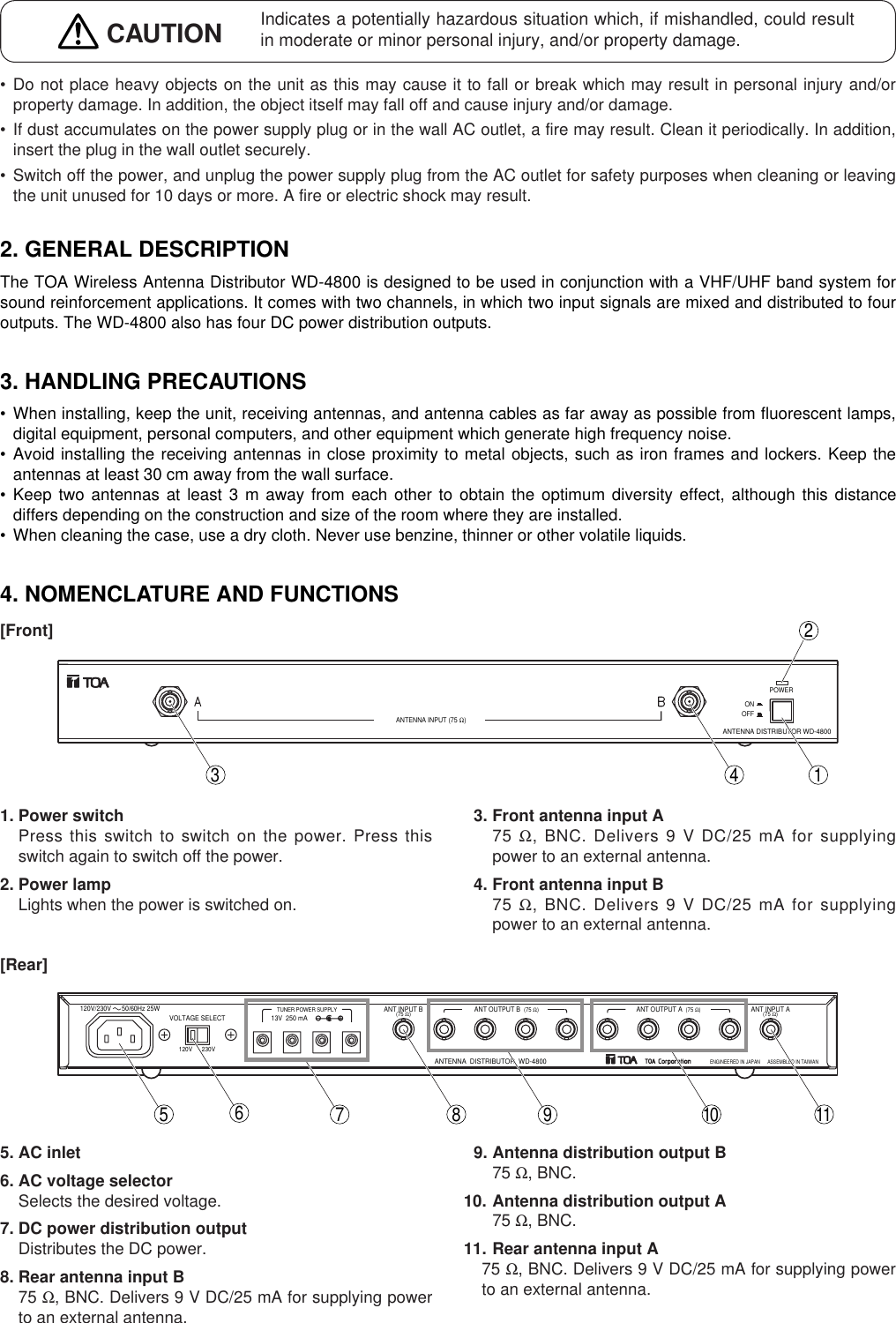Page 2 of 4 - Toa-Electronics Toa-Electronics-Wd-4800-Users-Manual- WD-4800 ›p  Toa-electronics-wd-4800-users-manual