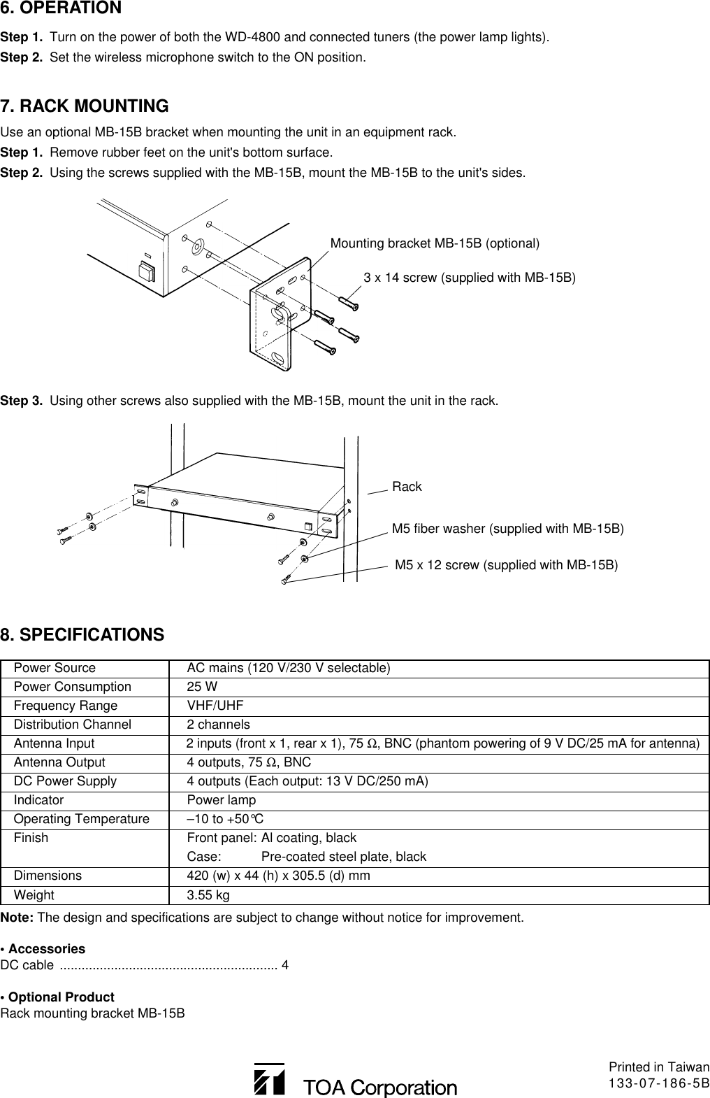Page 4 of 4 - Toa-Electronics Toa-Electronics-Wd-4800-Users-Manual- WD-4800 ›p  Toa-electronics-wd-4800-users-manual