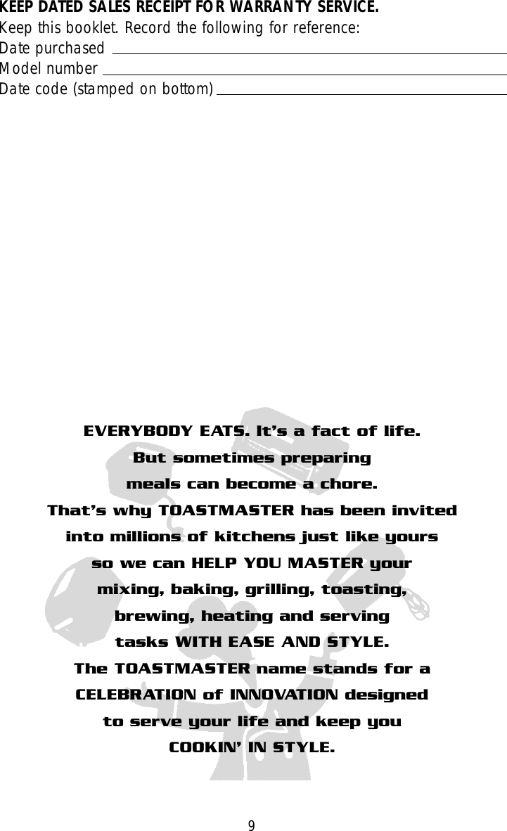 Page 9 of 9 - Toastmaster Toastmaster-6122S-Users-Manual-  Toastmaster-6122s-users-manual