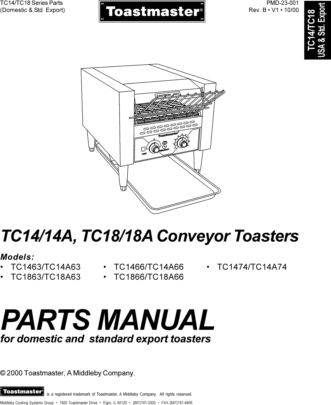 Page 1 of 8 - Toastmaster Toastmaster-Conveyor-Toasters-Tc1463-Users-Manual- PMD-23-001-b1.p65  Toastmaster-conveyor-toasters-tc1463-users-manual