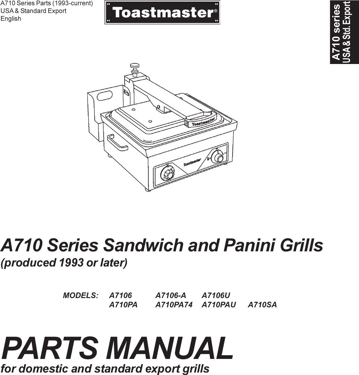 Toastmaster Cooktop A7106 Users Manual A710 Sandwich And Panini Grills