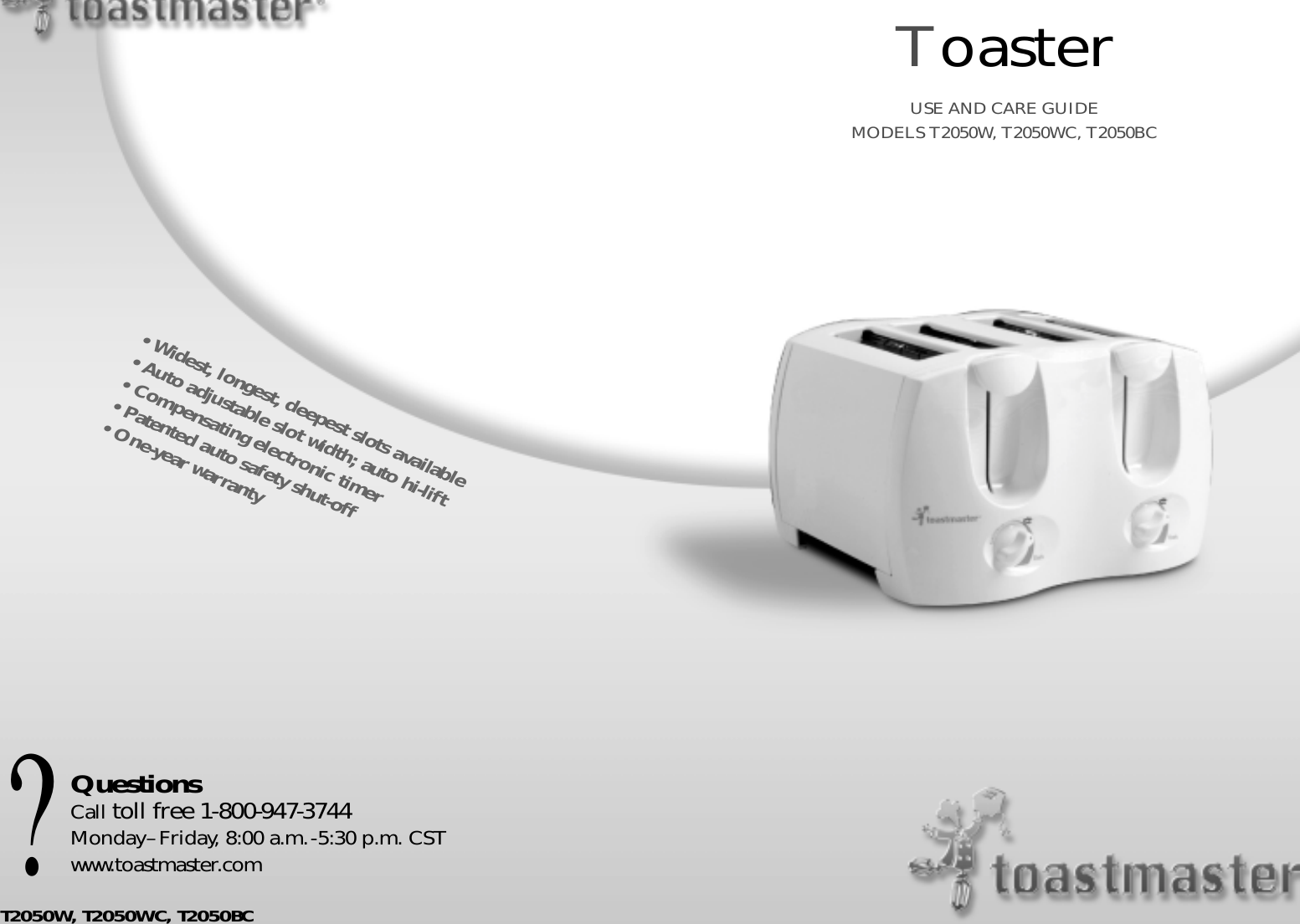 Page 1 of 9 - Toastmaster Toastmaster-T2050Bc-Users-Manual-  Toastmaster-t2050bc-users-manual
